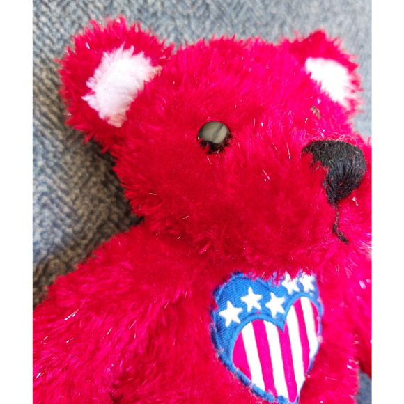 Sparkles Patriotic Teddy Bear Plush 11" Heart American Flag Red White Blue - Picture 3 of 8